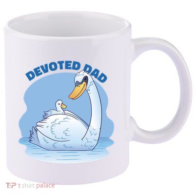 Devoted Dad Swan Fathers Day Gift 11oz C Handle Ceramic Mug
