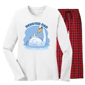 Devoted Dad Swan Fathers Day Gift Women's Long Sleeve Flannel Pajama Set 