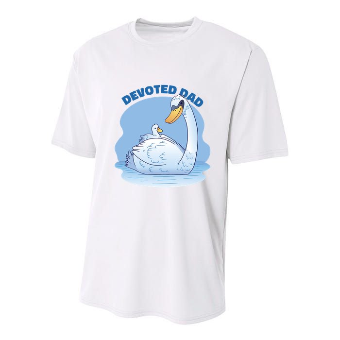Devoted Dad Swan Fathers Day Gift Youth Performance Sprint T-Shirt