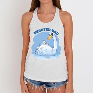 Devoted Dad Swan Fathers Day Gift Women's Knotted Racerback Tank