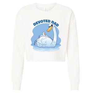 Devoted Dad Swan Fathers Day Gift Cropped Pullover Crew