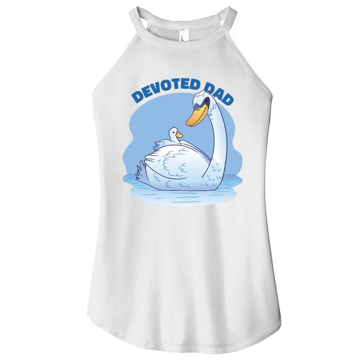 Devoted Dad Swan Fathers Day Gift Women's Perfect Tri Rocker Tank