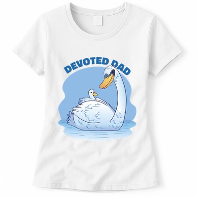 Devoted Dad Swan Fathers Day Gift Womens T-Shirt