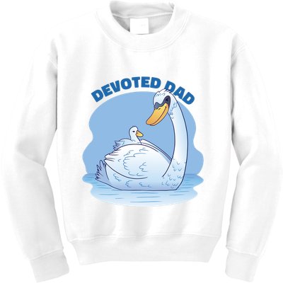 Devoted Dad Swan Fathers Day Gift Kids Sweatshirt
