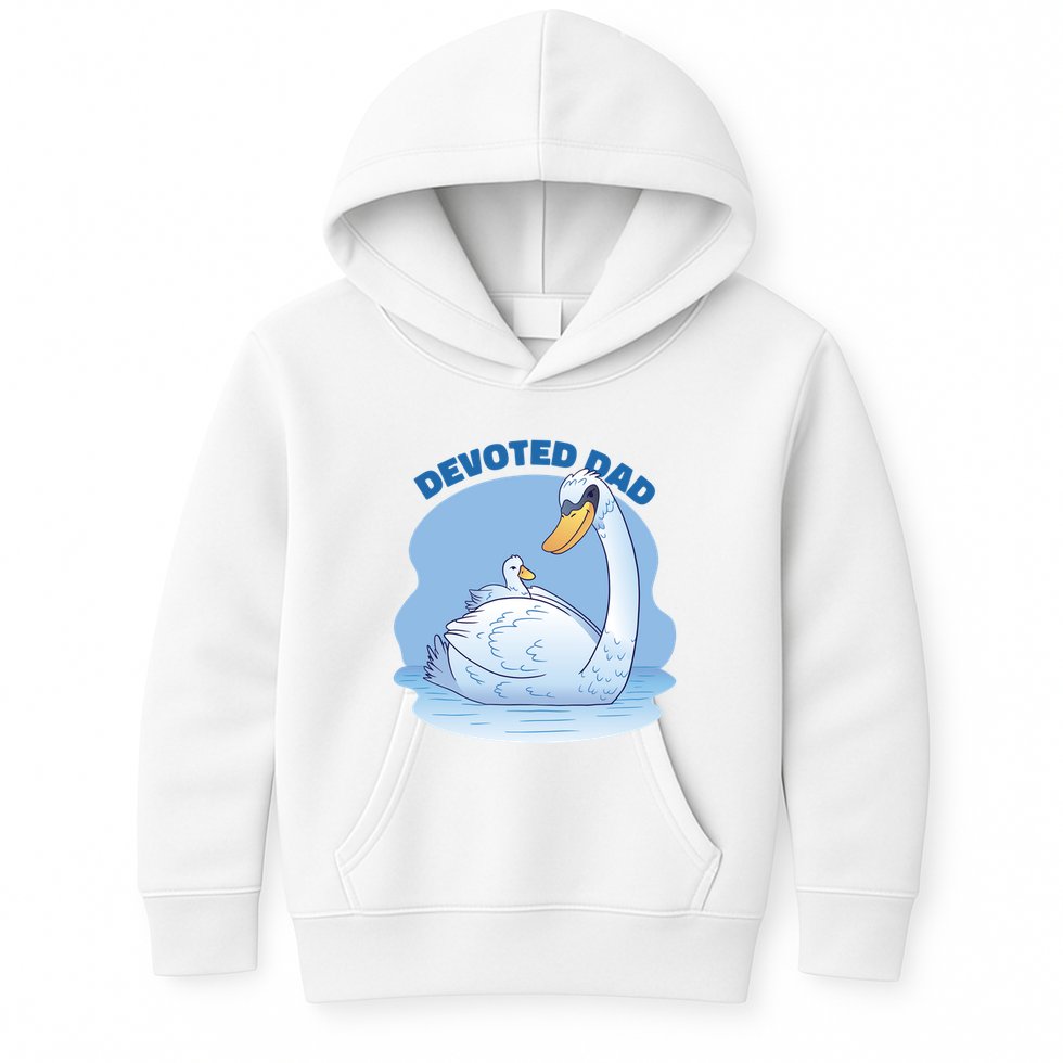 Devoted Dad Swan Fathers Day Gift Kids Hoodie