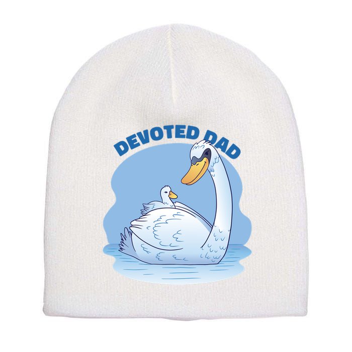 Devoted Dad Swan Fathers Day Gift Short Acrylic Beanie