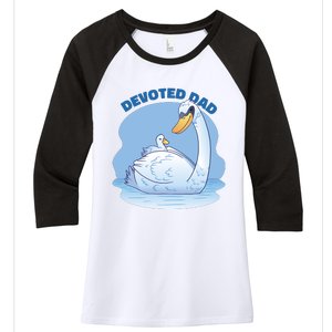 Devoted Dad Swan Fathers Day Gift Women's Tri-Blend 3/4-Sleeve Raglan Shirt