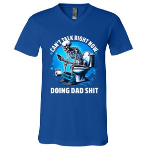 Doing Dad Shit Dad Joke Skeleton Dad Funny Dad V-Neck T-Shirt