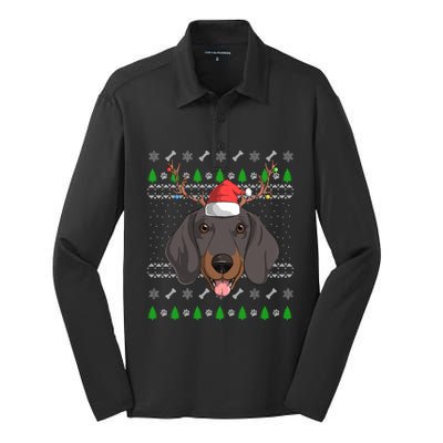 Dachshund Dog Santa Claus Ugly Christmas Reindeer Doxie Gift Great Gift Silk Touch Performance Long Sleeve Polo