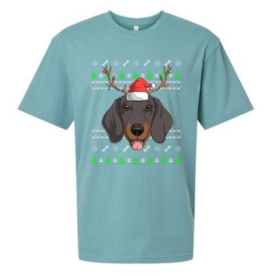 Dachshund Dog Santa Claus Ugly Christmas Reindeer Doxie Gift Great Gift Sueded Cloud Jersey T-Shirt