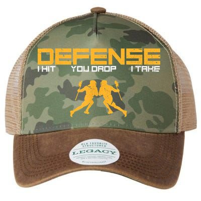 Defense Defender Stick Lacrosse Player Sports Graphic Print Legacy Tie Dye Trucker Hat