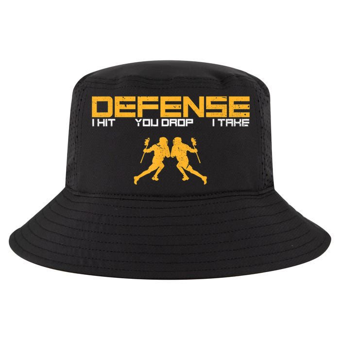 Defense Defender Stick Lacrosse Player Sports Graphic Print Cool Comfort Performance Bucket Hat