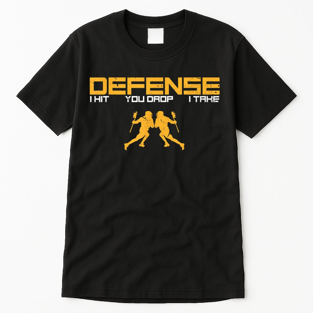 Defense Defender Stick Lacrosse Player Sports Graphic Print Tall T-Shirt
