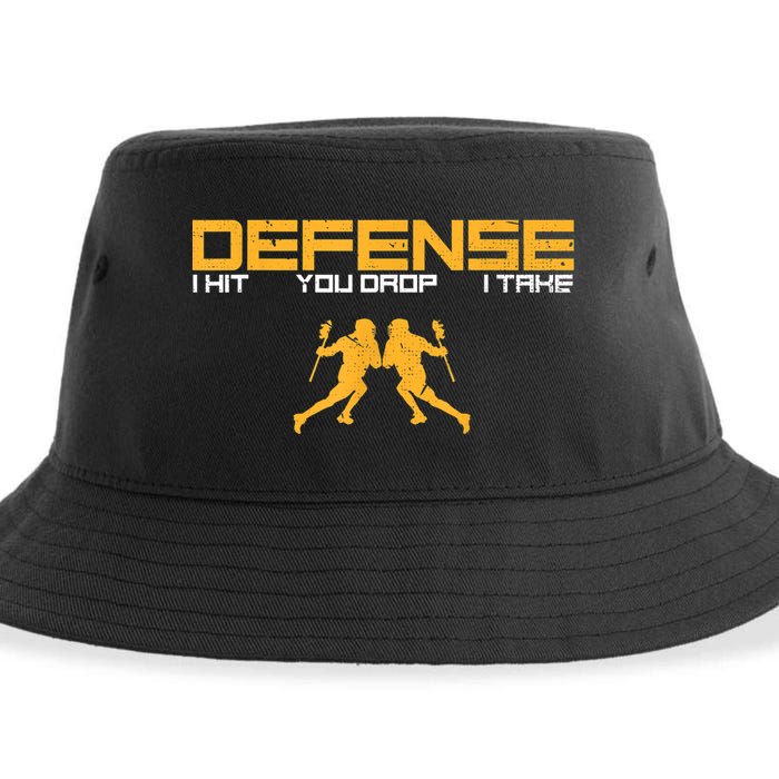Defense Defender Stick Lacrosse Player Sports Graphic Print Sustainable Bucket Hat