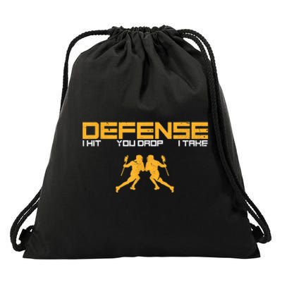 Defense Defender Stick Lacrosse Player Sports Graphic Print Drawstring Bag