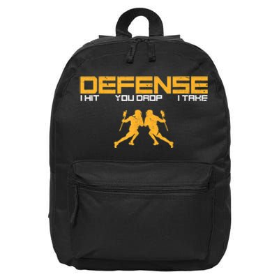 Defense Defender Stick Lacrosse Player Sports Graphic Print 16 in Basic Backpack