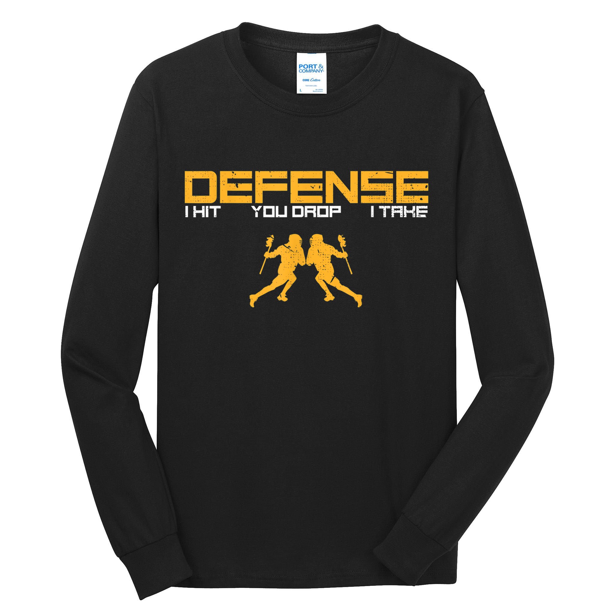 Defense Defender Stick Lacrosse Player Sports Graphic Print Tall Long Sleeve T-Shirt