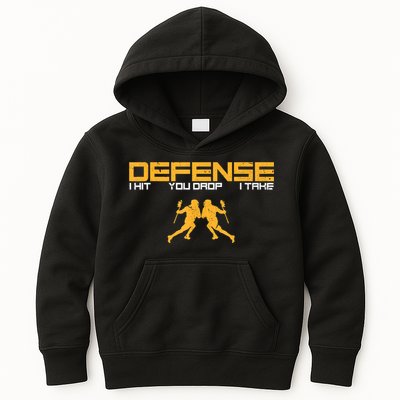 Defense Defender Stick Lacrosse Player Sports Graphic Print Kids Hoodie