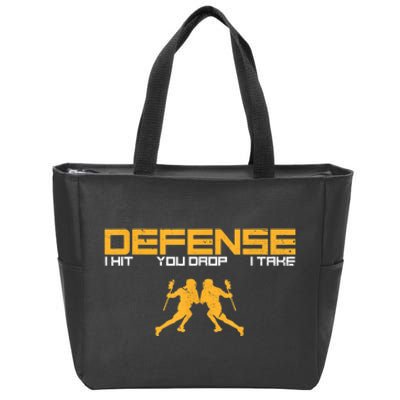 Defense Defender Stick Lacrosse Player Sports Graphic Print Zip Tote Bag