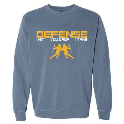 Defense Defender Stick Lacrosse Player Sports Graphic Print Garment-Dyed Sweatshirt