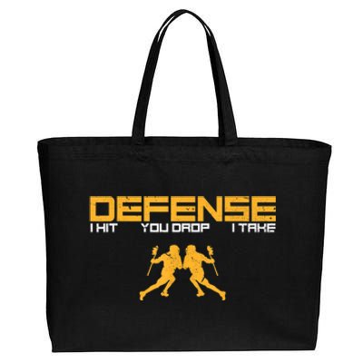 Defense Defender Stick Lacrosse Player Sports Graphic Print Cotton Canvas Jumbo Tote