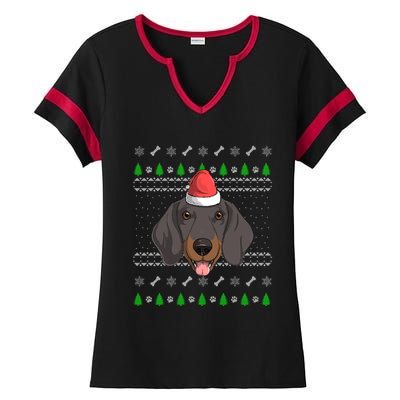 Dachshund Dog Santa Claus Ugly Christmas Xmas Holiday Doxie Gift Ladies Halftime Notch Neck Tee