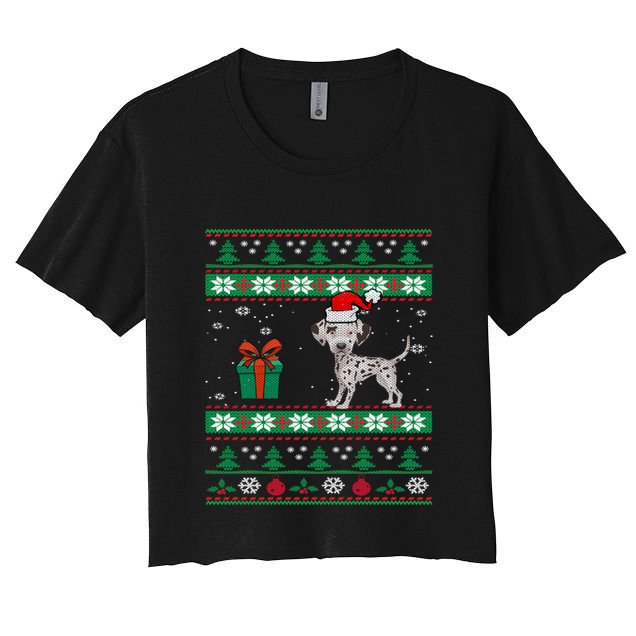 Dalmatian Dog Santa Hat Funny Ugly Christmas Xmas Dogs Gift Crop Top