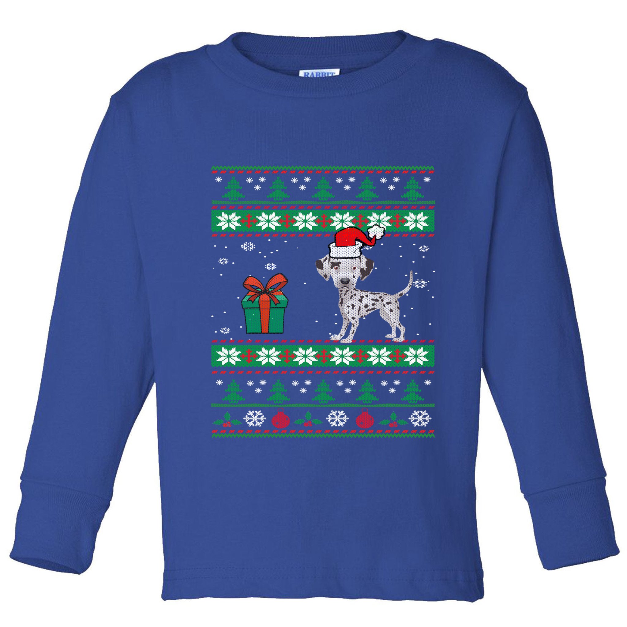 Dalmatian Dog Santa Hat Funny Ugly Christmas Xmas Dogs Gift Toddler Long Sleeve Shirt