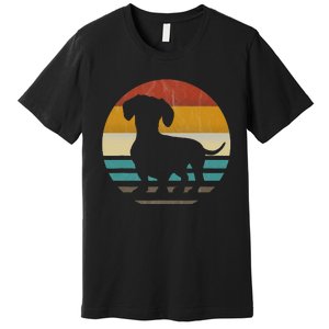 Dachshund Dachshund Silhouette Dog retro gift Premium T-Shirt