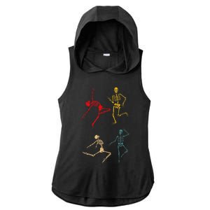 Dancing Dance Skeleton Halloween Day Spooky Trick Or Treat Ladies PosiCharge Tri-Blend Wicking Draft Hoodie Tank