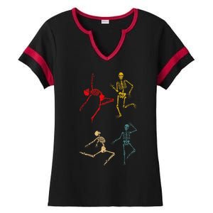 Dancing Dance Skeleton Halloween Day Spooky Trick Or Treat Ladies Halftime Notch Neck Tee