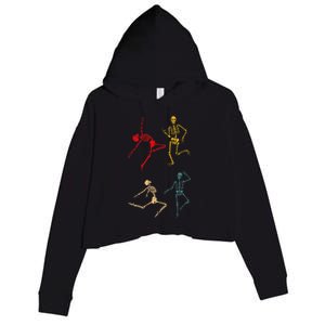 Dancing Dance Skeleton Halloween Day Spooky Trick Or Treat Crop Fleece Hoodie