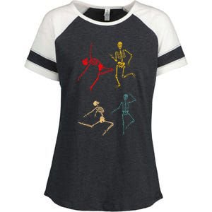 Dancing Dance Skeleton Halloween Day Spooky Trick Or Treat Enza Ladies Jersey Colorblock Tee