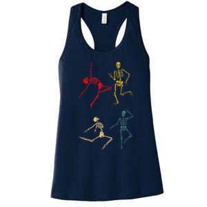 Dancing Dance Skeleton Halloween Day Spooky Trick Or Treat Women's Racerback Tank