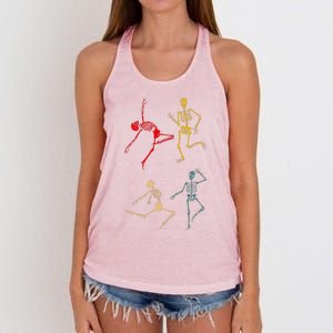 Dancing Dance Skeleton Halloween Day Spooky Trick Or Treat Women's Knotted Racerback Tank