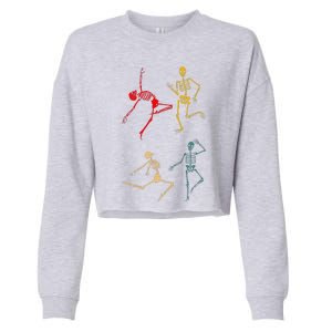 Dancing Dance Skeleton Halloween Day Spooky Trick Or Treat Cropped Pullover Crew