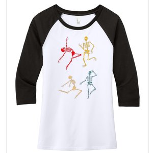 Dancing Dance Skeleton Halloween Day Spooky Trick Or Treat Women's Tri-Blend 3/4-Sleeve Raglan Shirt