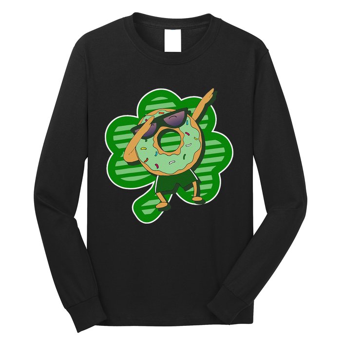 Dabbing Donut St Patricks Day Irish Shamrock Funny Long Sleeve Shirt