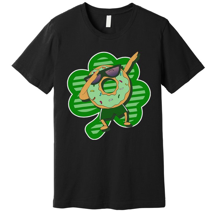 Dabbing Donut St Patricks Day Irish Shamrock Funny Premium T-Shirt