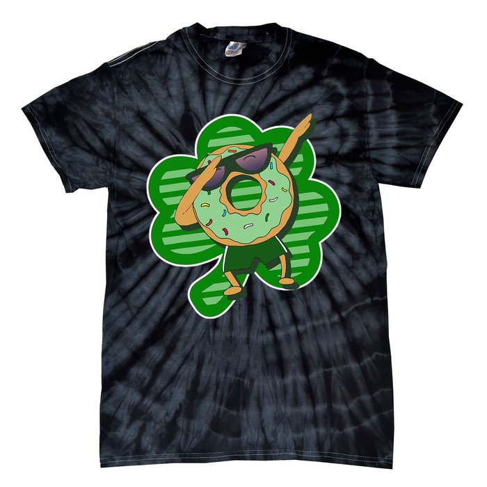 Dabbing Donut St Patricks Day Irish Shamrock Funny Tie-Dye T-Shirt