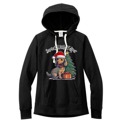 Dachshund Doxie SantaS Little Yelper Christmas Funny Gift Women's Fleece Hoodie