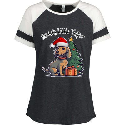 Dachshund Doxie SantaS Little Yelper Christmas Funny Gift Enza Ladies Jersey Colorblock Tee