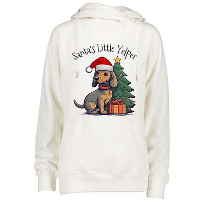 Dachshund Doxie SantaS Little Yelper Christmas Funny Gift Womens Funnel Neck Pullover Hood