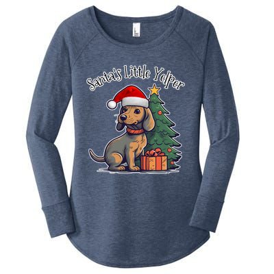 Dachshund Doxie SantaS Little Yelper Christmas Funny Gift Women's Perfect Tri Tunic Long Sleeve Shirt