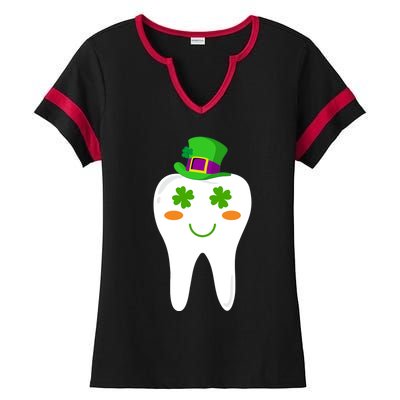 Dentist Dental Student Cute Tooth Hat Saint Patrick's Day Great Gift Ladies Halftime Notch Neck Tee