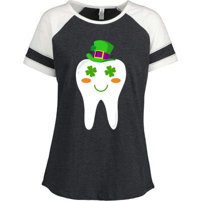 Dentist Dental Student Cute Tooth Hat Saint Patrick's Day Great Gift Enza Ladies Jersey Colorblock Tee