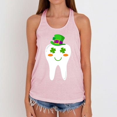 Dentist Dental Student Cute Tooth Hat Saint Patrick's Day Great Gift Women's Knotted Racerback Tank