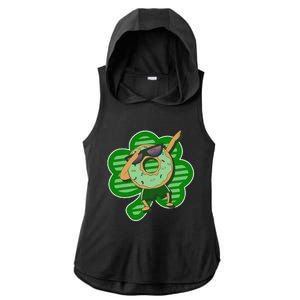 Dabbing Donut St Patricks Day Irishs Shamrock Funny Ladies PosiCharge Tri-Blend Wicking Draft Hoodie Tank