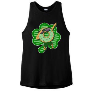 Dabbing Donut St Patricks Day Irishs Shamrock Funny Ladies PosiCharge Tri-Blend Wicking Tank