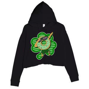 Dabbing Donut St Patricks Day Irishs Shamrock Funny Crop Fleece Hoodie